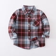 thumbnail image 6 of Mercatoo Boys Girls Plaid Shirts Button Down Western Tops Long Sleeve Kids Collared Shacket Casual Loose Spring Basic Tees Blouse, 6 of 9