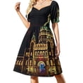 thumbnail image 2 of Vestido de manga corta con diseño de edificios del Parlamento británico para mujer, vestidos para fiesta de boda., 2 of 8