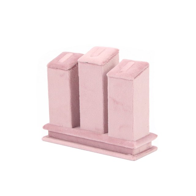 braveheart Jewelry Display Stand Velvet Necklace Bracelet Holder Bracelets Rack Organizer Layout Props Home Shop Showcase Pink Type 1 Pink 3 Slots Ring Holder