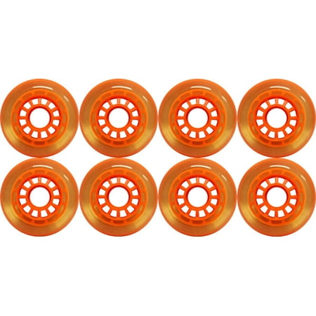 8-Pack Inline Outdoor Wheels Clear/Orange 12 Spoke 76mm 82a
