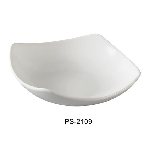 Yanco PS-2109 9 in. Porcelain Square Bowl, Bone White - 24 oz - Pack of 12