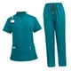 thumbnail image 2 of Conjunto de enfermería, uniforme de trabajo suave, traje para spa, cosmetología, centro de belleza. Azul claro, 2 of 9