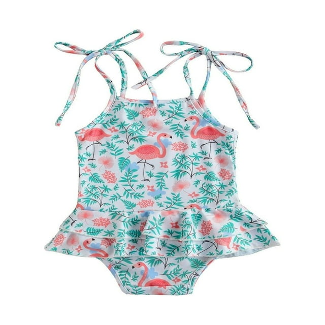 Maillot de Bain pour Tout-Petites Fille Léopard à Bretelles Sans Manches