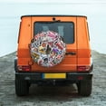 thumbnail image 7 of DouZhe Waterproof Spare Tire Cover, Vintage College Colorful Graffiti Prints Adjustable Wheel Covers Fit for Jeep Trailer RV SUV Car, 14 inch, 7 of 7