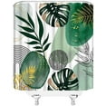thumbnail image 3 of Sage Green Leaves Shower Curtain   Leaves  Abstract Mid Century Aesthetic Geometric Plant Floral Leaf Nature Bathroom Decor Fabric Curtain with Hooks, 3 of 6