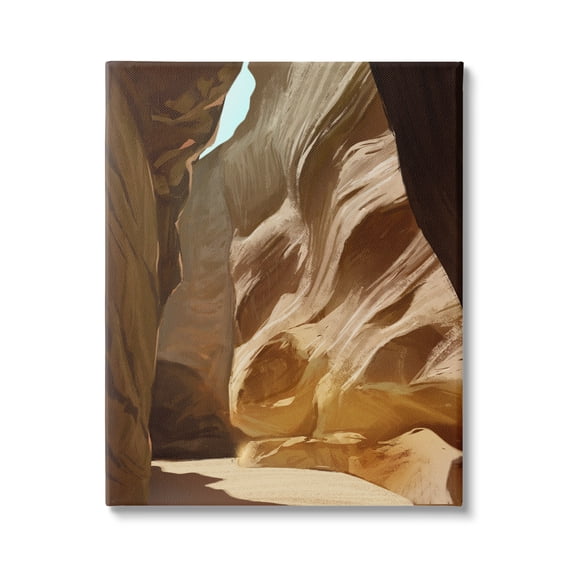 Stupell Industries Sandy Desert Cliffs Peaceful Arid Canyon Landscape Painting Gallery Wrapped Canvas Print Wall Art, Design by Ziwei Li