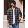 thumbnail image 4 of COOFANDY Plaid Shirt Men Flannel Shirts Long Sleeve Button Down Shirts with Pocket, 4 of 7