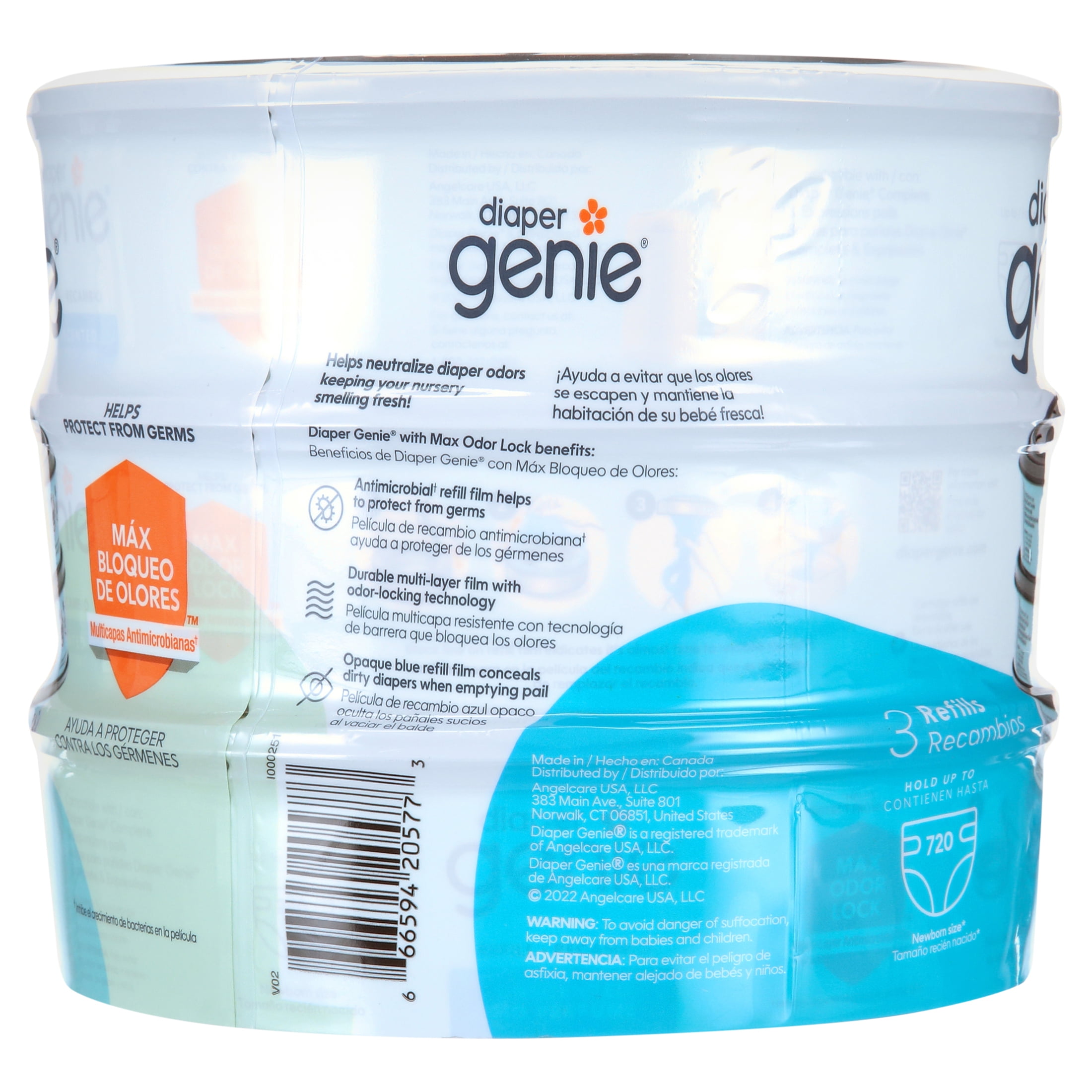 Diaper Genie Round Refills, Unscented, Pack, Holds up to 720