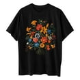 thumbnail image 6 of PNTUTB Women's Floral Pattern Short Sleeve Round Neck Drop Shoulder Sleeve T Shirt Comfortable Top, 6 of 6