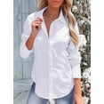 thumbnail image 3 of Women's Long Sleeve Fitted Shirt Button Front Collared Casual Commuter Blouse, 3 of 6
