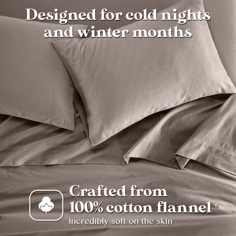 Superior Solid Flannel Cotton Pillowcases, Set of 2, Standard, Gray