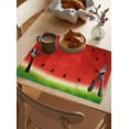 thumbnail image 3 of Watermelon Placemats Set of 4, Washable Woven Burlap Cloth Fabric Placemat for Square/Rectangle/Round/Oval Dining Table, Easy Clean Place Mats for Toddlers, Kids Red GreenBlack Summer Fruit Watercolor, 3 of 6