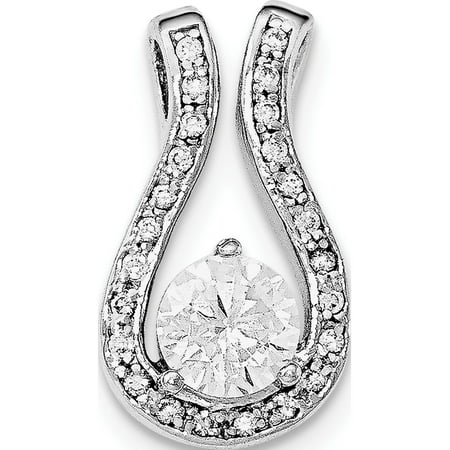Ss Round Pendant - Leslies Fine Jewelry Designer 925 Sterling Silver SS Polished Rhodium Plating CZ U Shape Chain Slide Pendant Gift