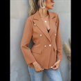 thumbnail image 4 of Chaqueta Blazer para Mujer, Informal, de Negocios, con Frente Abierto, Solapa, Elegante Abrigo con Bolsillos Caqui XXL, 4 of 8
