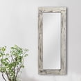 thumbnail image 2 of MAYEERTY 58"×24" Weathered White Solid Wood Wide-Frame Hollow Mirror Rustic Charm for Living Room, 2 of 4