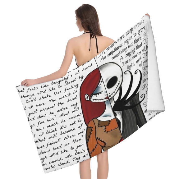 Nightmare Before Christmas Bath Towel Washcloths Beach Towel Quick Dry Towel Microfiber Absorbent Bath Towel 32x52 In