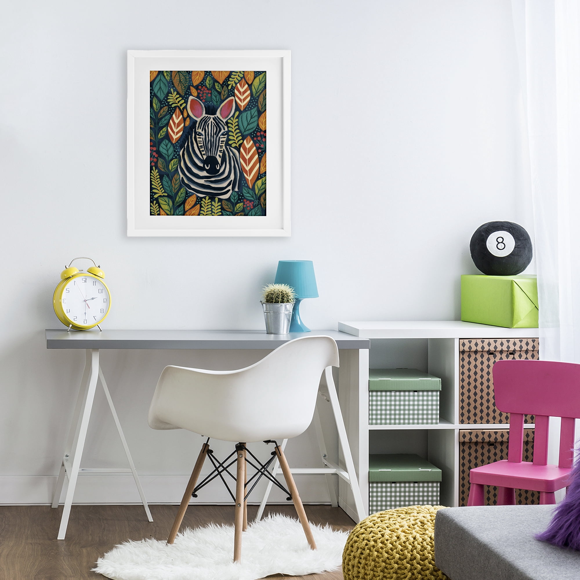 Stupell Industries Exotic Leaf Pattern Zebra White Framed Print Under Glass, design by Lisa R Dumm
