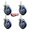 thumbnail image 2 of 5 Inch Blue Poly Wheel Swivel 3/4 Inch Threaded Stem Caster Set with Brake, 2 of 2