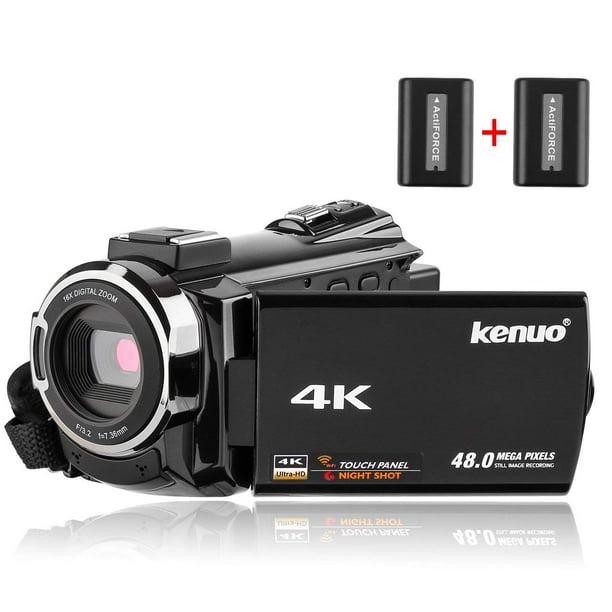 Kenuo 4K Camcorder, 48MP Portable UltraHD 60FPS WiFi Digital Video Camera 3.0" Touch Screen IR