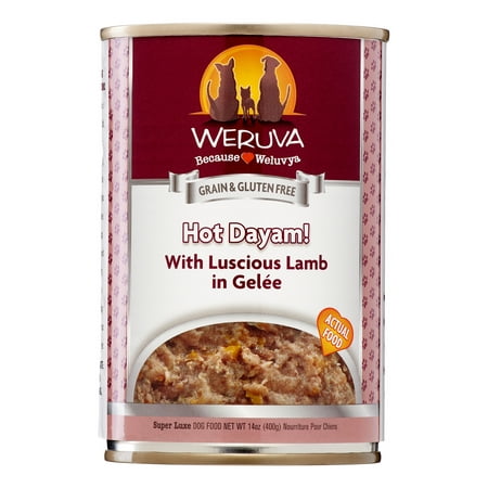 Weruva Human Style Grain-Free Hot Dayam! with luscious Lamb in Gelee Wet Dog Food, 14 Oz, 12