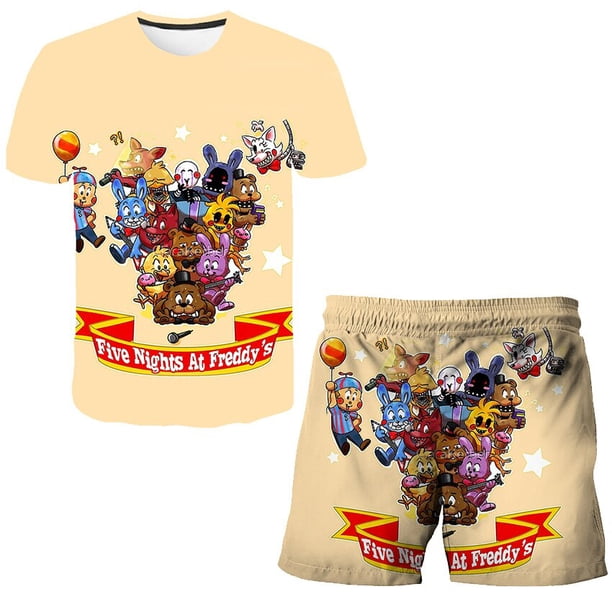 Ropa de cinco noches en Freddy para niños y niñas, trajes de verano para niños, camisetas informales de manga corta + Pantalones cortos informales, ropa 13T Gao Jinjia LED