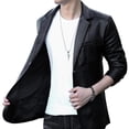 thumbnail image 4 of Men's Leather Jacket with Suit Collar, Casual Leather Coat Black L, 4 of 9