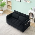 thumbnail image 3 of JERFIT Modern Convertible Sofa Bed 3 in 1 Pull Out Sleeper with Pillows, Flannelette Upholstery, for Small Space Living Room, Apartment, Dorm, Guest Room, Black, 3 of 10