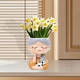 thumbnail image 6 of simhoa Girl Figurine Planter Pot Cute Plant Container for Balcony Housewarming Gift Dog, 6 of 10