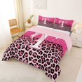 thumbnail image 2 of Manfei Cute Letter T Queen Comforter Set,Classic Leopard Pattern Comforter Sets Queen,Pink,Pink Reversible,3pcs,1 Comforter and 2 Pillowcases, 2 of 7