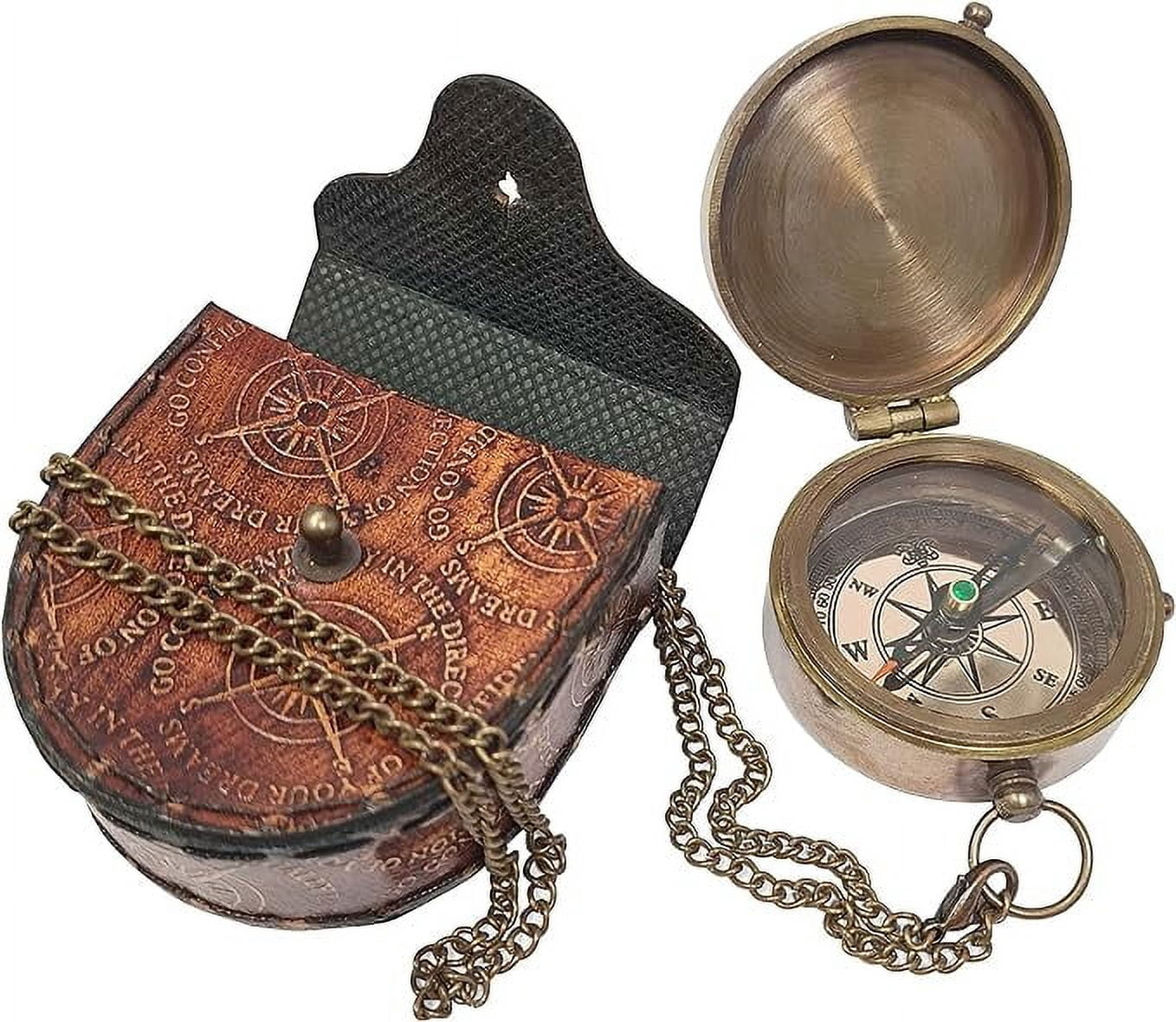 Maritime Treasures Instruments Thoreau's Go Confidently Brass Compass, Gift for Graduation, Confirmation Day, Baptism, New Year Gift, Birthday, Anniversary, Communion, Camping Gift