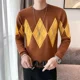 thumbnail image 3 of Suéteres de punto para hombres, pulóveres a cuadros, ropa para hombre, rombos, cuello redondo, sudaderas verdes, sudaderas gruesas de invierno holgadas zhoumingquan, 3 of 5