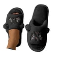 thumbnail image 3 of Yuanlong Women's Slippers Cartoon Cat Fuzzy Plush Open Toe Slide Slippers Soft Lined Non Warm Winter Indoor House Slippers, 3 of 6