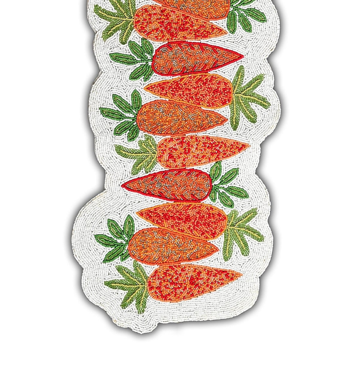 Handmade Beads Table Runner, Carrots Design Table Runner, Easter Tableware 13X36 Inch