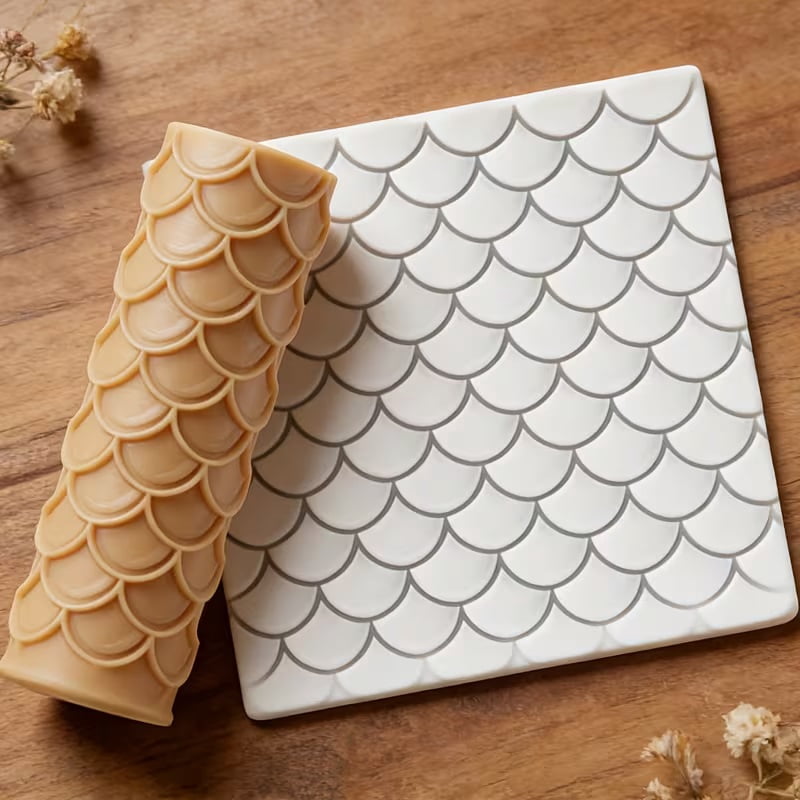 Fish Scale Texture Embossed Polymer Clay Roller  A must-have tool for ceramic sculpting