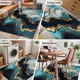thumbnail image 5 of Abstract Marble Texture 4x6 Area Rugs for Living Room, Teal Gold Black Modern Art Non Slip Floor Mat Washable Low-Profile Indoor Carpet for Bedroom, Dining Room, Bathroom, 5 of 9