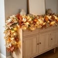 thumbnail image 4 of Cadancy Fall Garland with Lights Maple Leaf Pumpkin Artificial Vine for Mantle Fireplace Staircase Railing Outdoor Indoor Home Decor Autumn Harvest Thanksgiving Party Decoration, 4 of 7