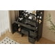thumbnail image 2 of Mesa de Maquillaje con Espejo y Luces LED - Tocador Negro con 10 Bombillas Regulables, 5 Cajones de Almacenamiento y 6 Repisas Abiertas - Ideal para Dormitorio o Vestidor, 2 of 8