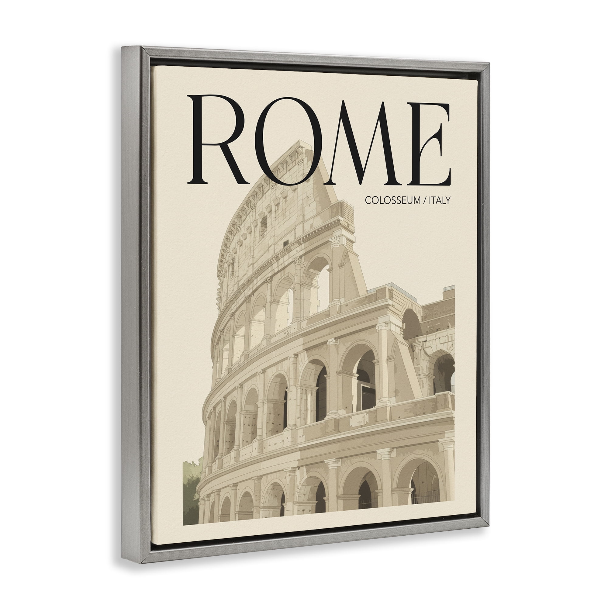Stupell Industries Vintage Rome Colosseum Gray Framed Floater Canvas Wall Art, design by Andreas Magnusson