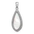 thumbnail image 3 of Sterling Silver Rhodium-plated Mother of Pearl & Cubic Zirconia Teardrop Pendant, 3 of 3