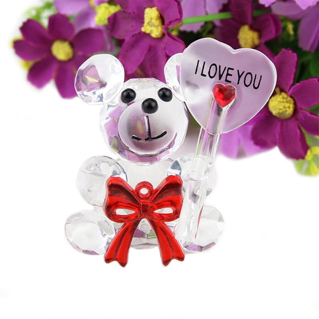 Decoraciones de San Valentín, decoración de osito de peluche de San Valentín, decoración de dormitorio, sala de estar, osito de peluche de cristal, decoración de coche, regalo de San Valentín, osito d