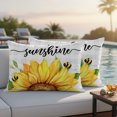 thumbnail image 2 of Outdoor Pillow Covers 20x12 Set of 2, Sunflowers Bees Waterproof Patio Throw Pillow Covers for Couch Sofa Chair, Grey Check Sunshine Watercolor Floral Decorative Pillowcases for Throw Pillows, 2 of 9