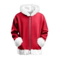 thumbnail image 4 of LTTVQM Christmas Hoodies for Girls Boys Funny Fleece Sherpa Lined Zip Up Santa Pullover Tops Casual Long Sleeve Warm Faux Fur Trim Furry Sweatshirtss Red 9-10 Years, 4 of 6