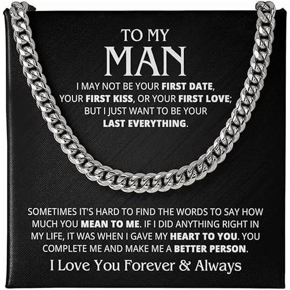 Cuban Chain Necklace To My Man on His Birthday, Valentines Day Gift for Boyfriend from Girlfriend, Anniversary Gift for Husband from Wife, Personalized Gift