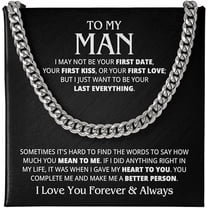 Cuban Chain Necklace To My Man on His Birthday, Valentines Day Gift for Boyfriend from Girlfriend, Anniversary Gift for Husband from Wife, Personalized Gift