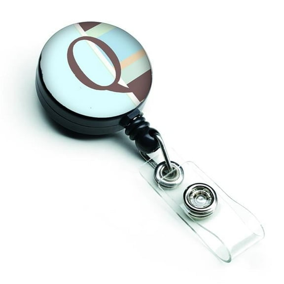 Carolines Treasures CJ1003-QBR Letter Q Initial Monogram Blue Stripes Retractable Badge Reel