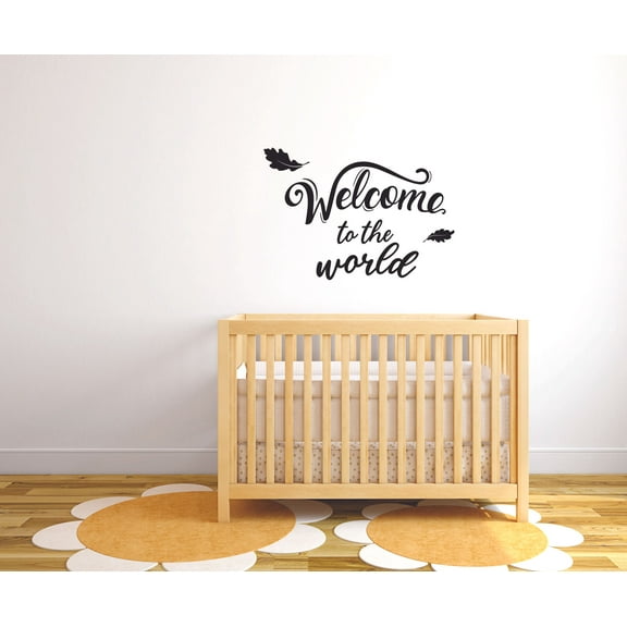 Welcome to the World Newborn Baby Babies Quote Wall Sticker Art Decal for Girls Boys Room Bedroom Nursery Kindergarten House Fun Home Decor Stickers Wall Art Vinyl Decoration Size (8x10 inch)