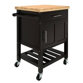 Homegear Kitchen Cart Butchers Block With Shelf And Cabinet On