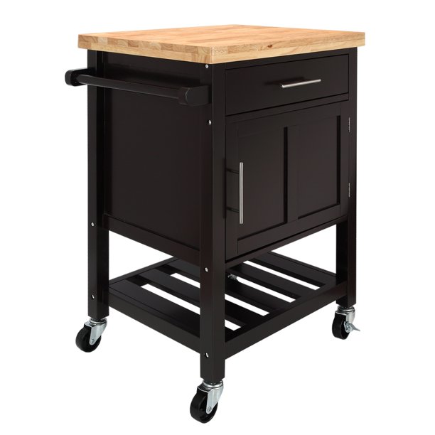 Homegear Kitchen Cart Butchers Block with Shelf and on Wheels