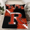thumbnail image 2 of Homewish Boys Personalized Gifts Queen Sheet Sets,Brown Letter R Flat Sheet,Rugby Pattern Queen Fitted Sheet For Teens,Lightweight Room Decoration,4 Pieces, 2 of 7