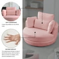 thumbnail image 3 of Swivel Barrel Chair, Oversized Swivel Chair with Moon Storage Ottoman Modern Upholstered Accent Chair, Round Swivel Barrel Chair with 4 Pillows Leisure Sofa Chair Lounger Armchair for Living RooPink, 3 of 8